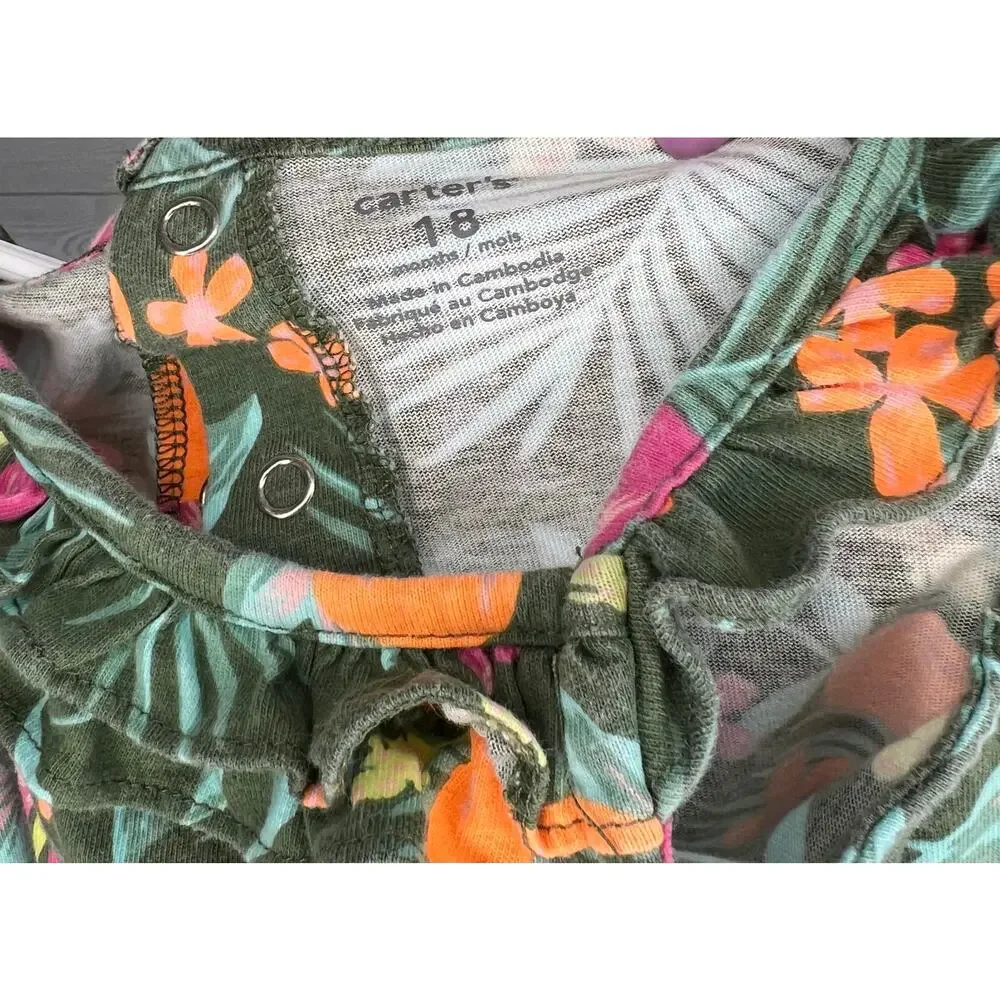 Carter's Baby Girl Romper Bundle Size 18 Months  Floral/ Geometric 3 Piece Set